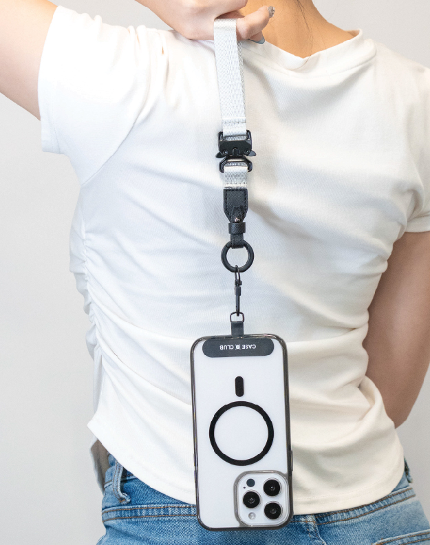 navy/grey crossbody 2 in 1 lanyard